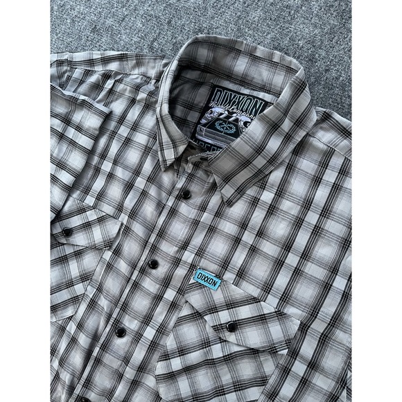 Dixxon Shirt Mens Large Gray‎ Black Plaid Button Up Vagabond Bamboo Blend